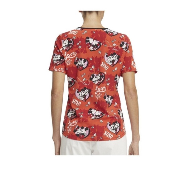 Scrubstar Womens Size Medium Valentines Disney Mickey Forever red Scrub Top NWT - Picture 2 of 6